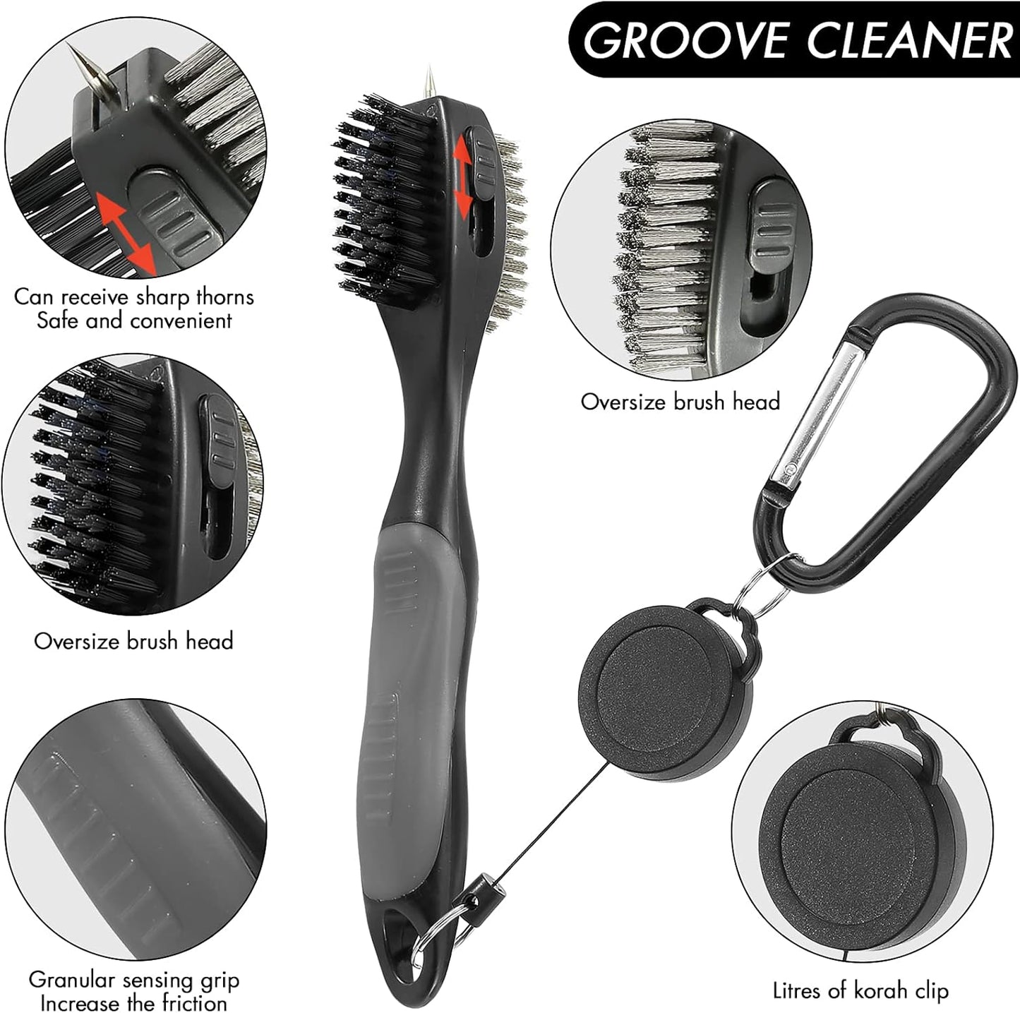 Accessories Set - PRO Retractable Club Brush, Microfiber Waffle Pattern Towel, Divot Repair Tool, Ball Marker - Club Cleaning Kit, Accessories for Men