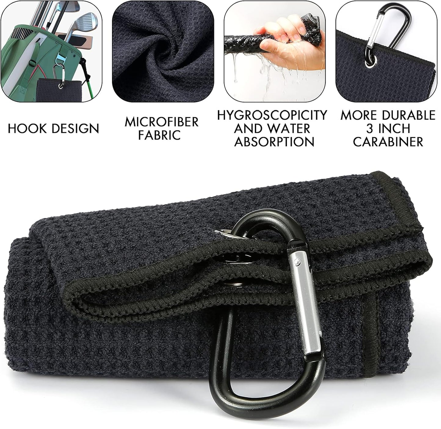 Accessories Set - PRO Retractable Club Brush, Microfiber Waffle Pattern Towel, Divot Repair Tool, Ball Marker - Club Cleaning Kit, Accessories for Men