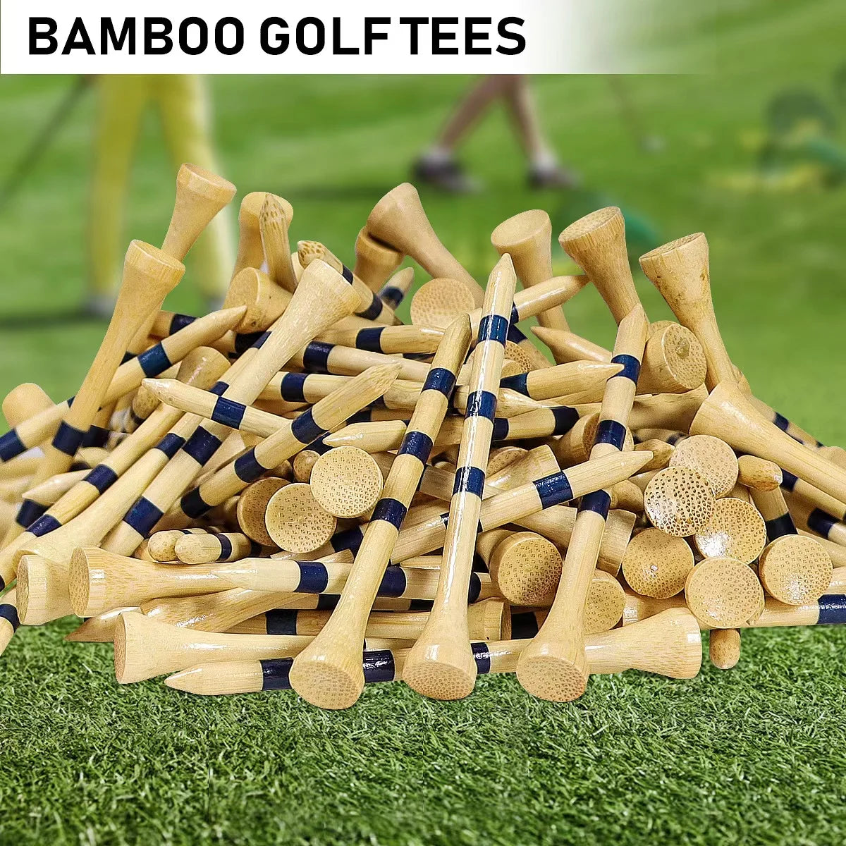 Bamboo Golf Tees Pack of 50, Four Size Options (3-1/4",2-3/4",2-1/8",1-1/2"Available) - Biodegradable, Stable Golf Tees