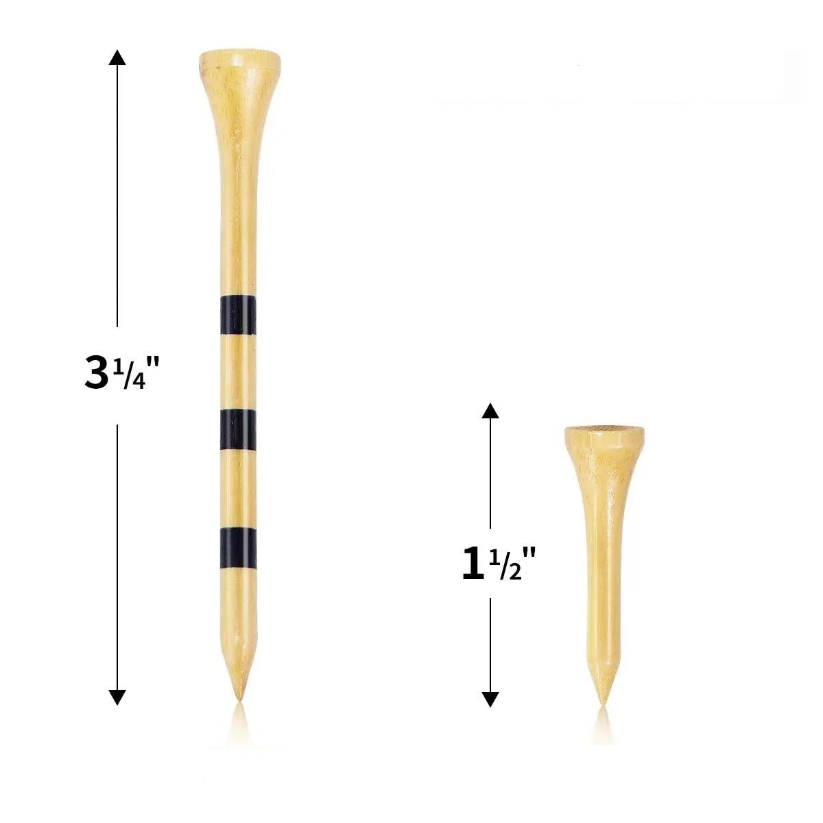 Bamboo Golf Tees Pack of 50, Four Size Options (3-1/4",2-3/4",2-1/8",1-1/2"Available) - Biodegradable, Stable Golf Tees