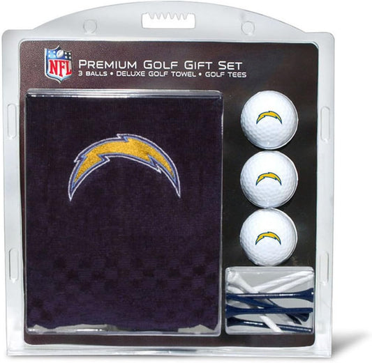 Premium NFL Golf Gift Set: Embroidered Deluxe Golf Towel, 3 Golf Balls, and 14 Golf Tees (2-3/4" Regulation)