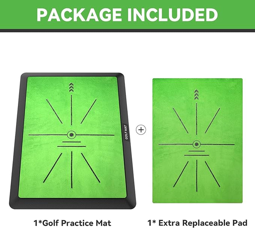 Golf Hitting Mat | Golf Training Mat for Swing Path Feedback/Detection Batting | Extra Replaceable Golf Practice Mat 16"X12" | Advanced Guides and Rubber Backing for Home/Indoor/Outdoor