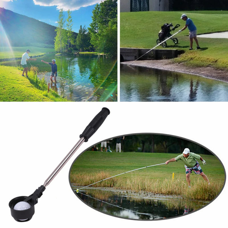 Golf Ball Pick up Tools Telescopic Golf Ball Retriever Catcher Golf Training Aids Automatic Locking Scoop Picker Golf Ball