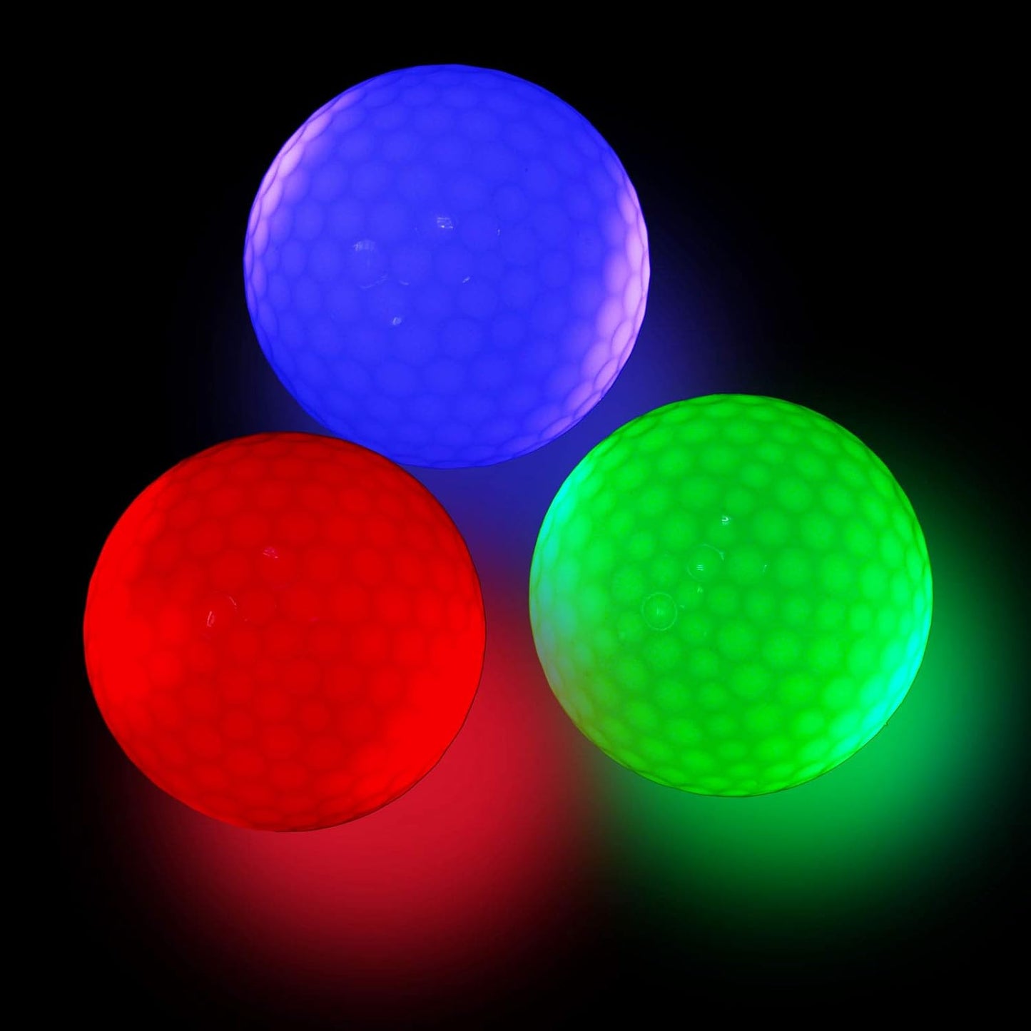 Glow Golf Balls, LED Night Glow in the Dark Golf Balls Flashing Light up for Sport Multi Colors of Blue, Green and Red-Pack of 3 with 3Pcs Tees