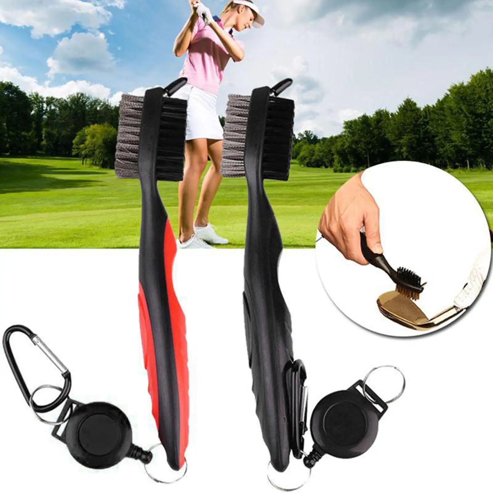 Golf Club Brush Golf Cleaning Brush 2 Sided Golf Putter Wedge Ball Cleaner Kit Cleaning Tool Outdoor Sports Parts