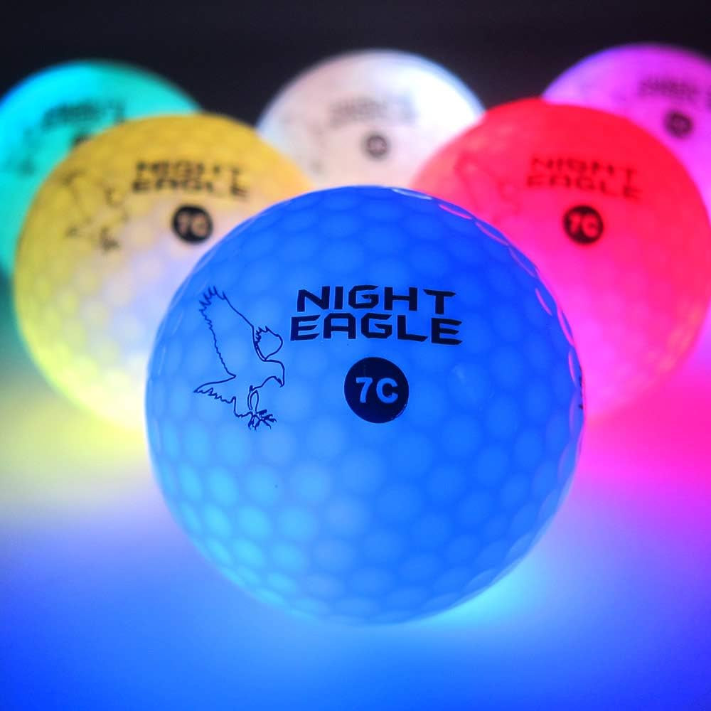 Light up LED Golf Balls (6 Ball Pack) - Professional Glowing Golf Balls with Internal LED Lights