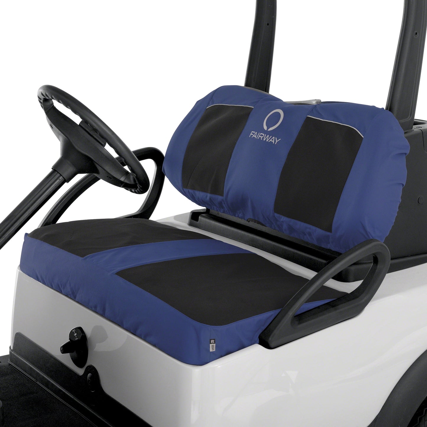 Fairway Neoprene Paneled Golf Cart Seat Cover, Navy News/Black