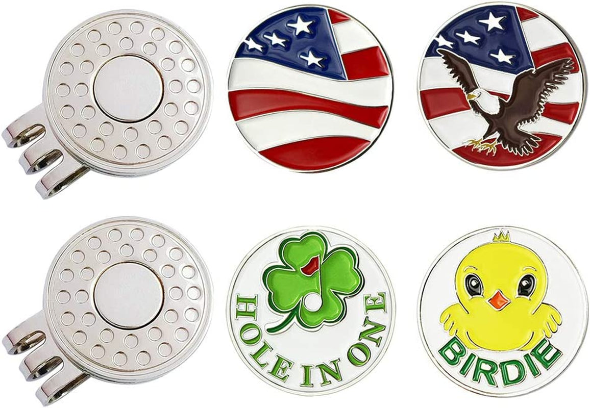 Golf Ball Markers with Hat Clips Value Sets for Men Women Golfer, Removable Attaches Easily to Golf Cap Premium Gifts