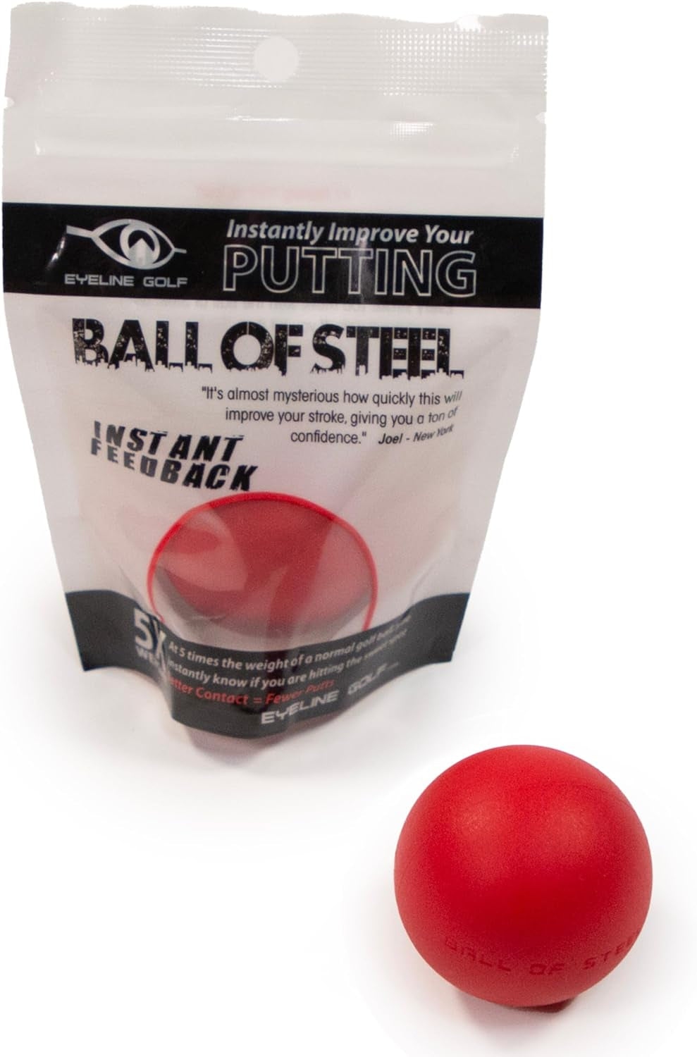 Weighted Ball of Steel - Practice Putting for Indoor Outdoor. Ball 5X Weight of Standard Ball. Eliminates Decelerating Stroke, Creates Solid Contact.