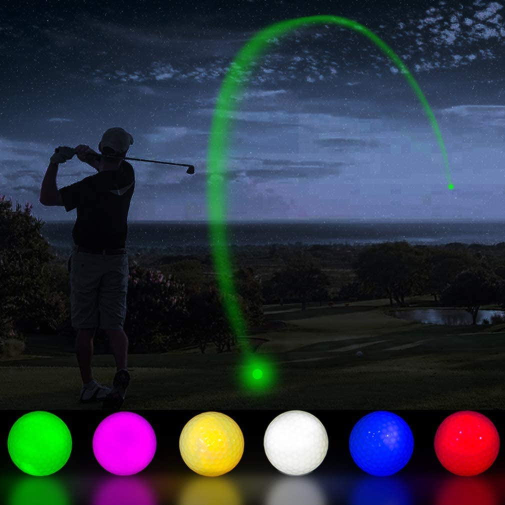 Glow in the Dark Golf Balls Light Activated 7 Colors Light up LED Golf Balls No Timer Stay Lit Easy to Turn on and off with Flashlight Glowing Golf Balls for Night Golfing 6 Pack