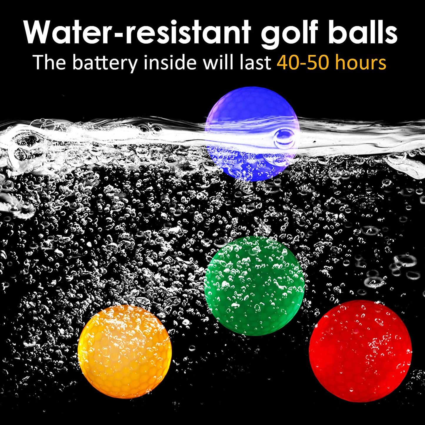 Glow Golf Balls, LED Night Glow in the Dark Golf Balls Flashing Light up for Sport Multi Colors of Blue, Green and Red-Pack of 3 with 3Pcs Tees