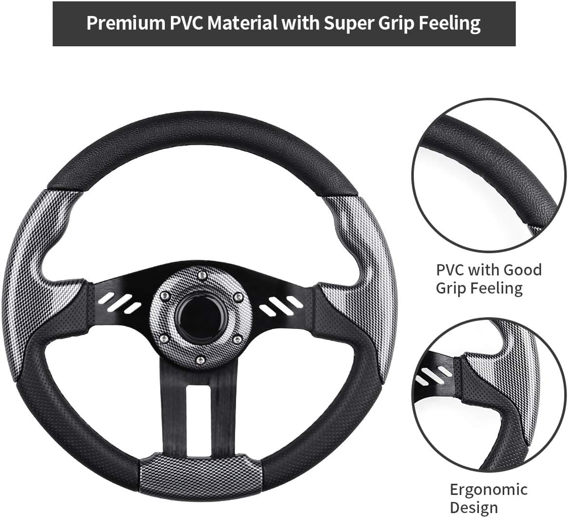 Golf Cart Steering Wheel or Adapter Fit Golf Cart Club Car EZGO Yamaha Universal Steering Wheel or Adapter for Club Car DS and Precedent (Steering Wheel Black)