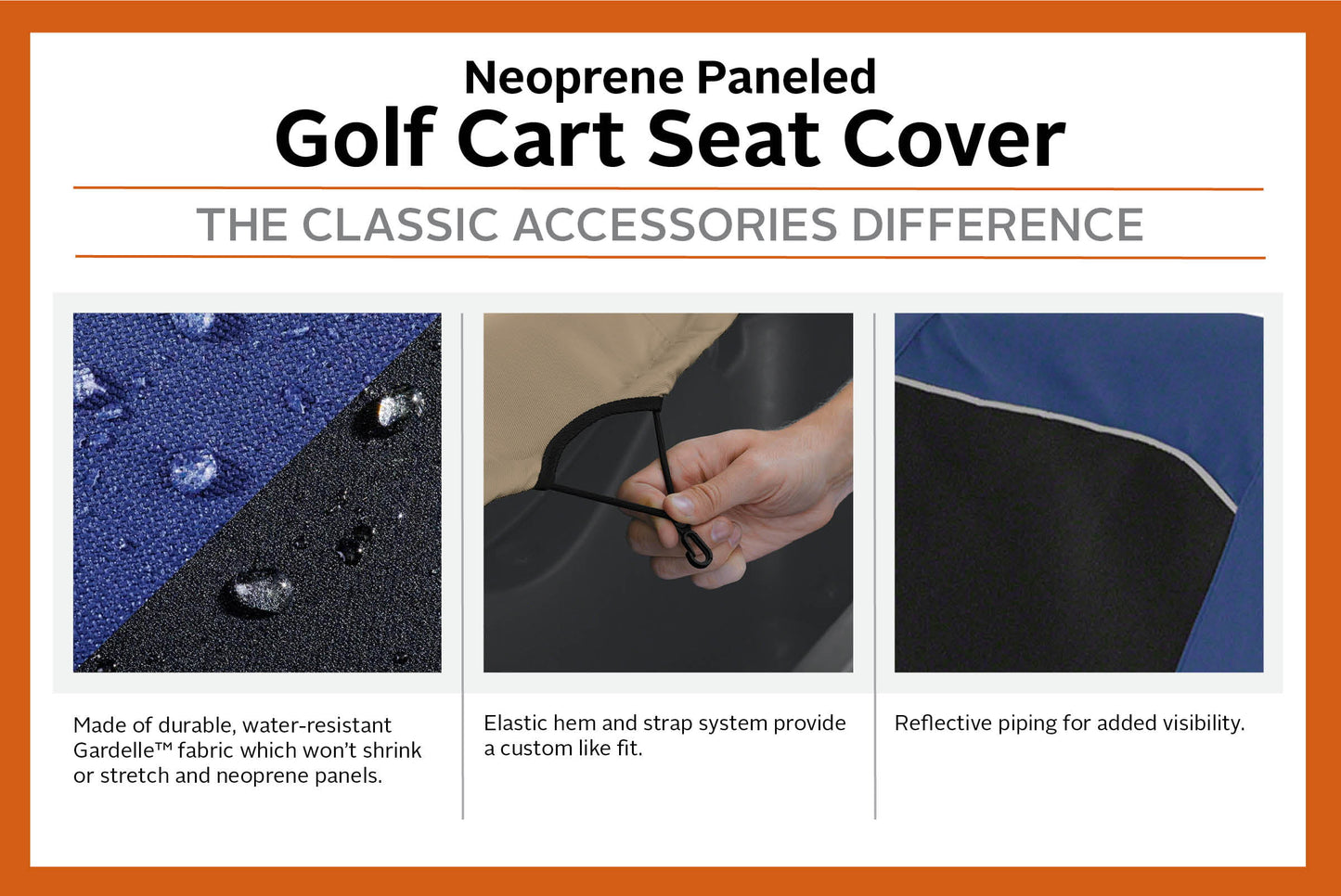 Fairway Neoprene Paneled Golf Cart Seat Cover, Navy News/Black