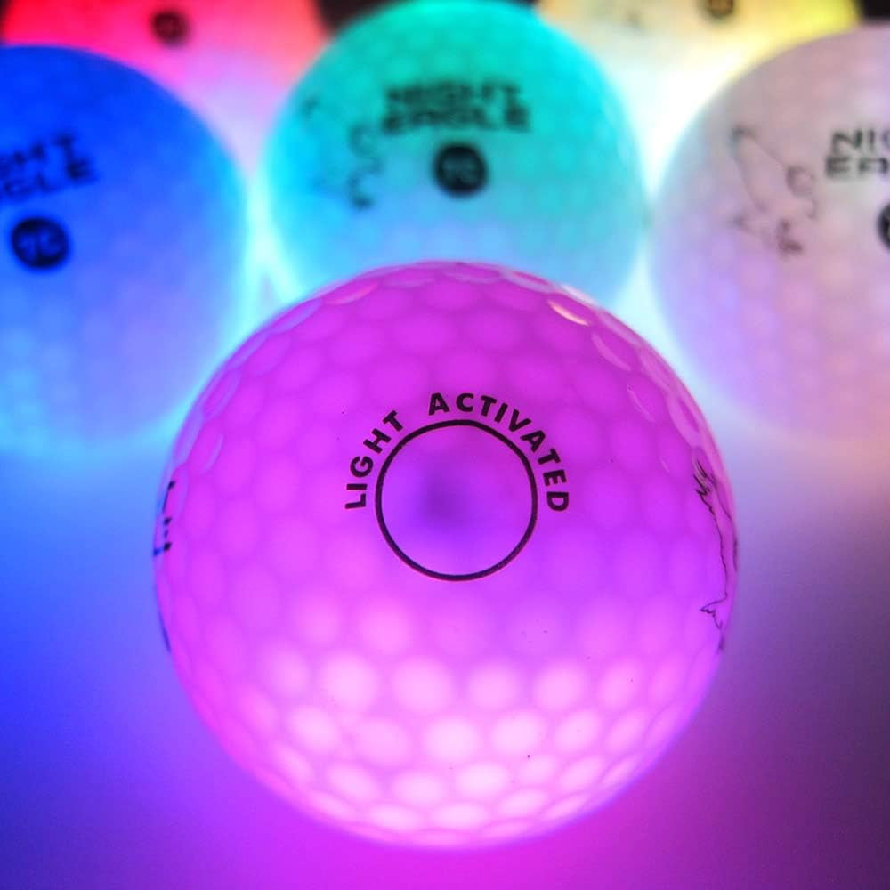 Light up LED Golf Balls (6 Ball Pack) - Professional Glowing Golf Balls with Internal LED Lights