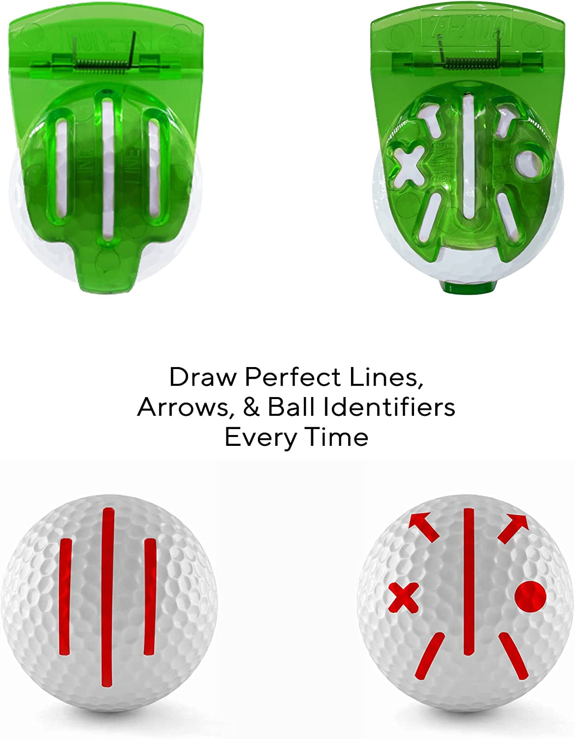 TRI-LINE Golf Ball Alignment Kit with Hat Clip Ball Marker and Carry Case | Swing Path Arrows & Ball Identifiers