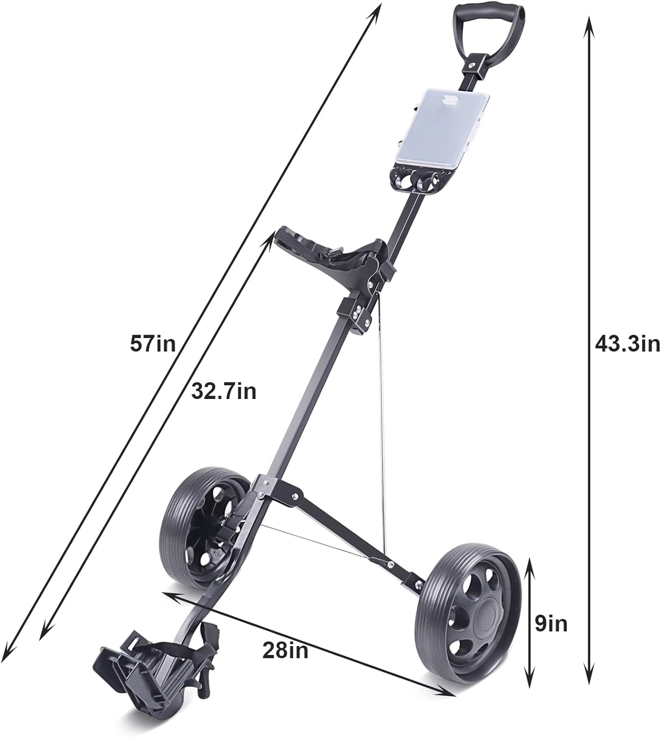 Golf Push Cart,Golf Carts,2 Wheel Foldable Golf Pull Cart for Golf Clubs,Lightweight Sturdy Aluminum Trolley,2 Step Open Push Pull Cart for Golf Cart Bag,Golf Accessories and Gifts for Men