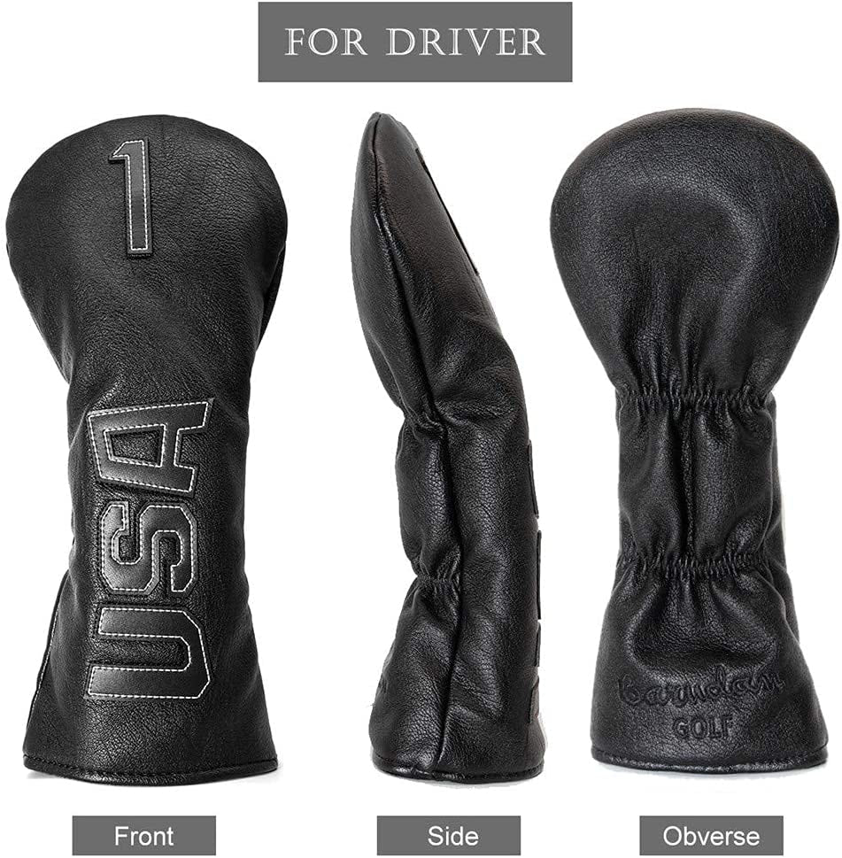 Golf Driver Head Covers,Golf Fairway Headcover Cover,Golf Wood Headcovers USA Rescue Black Cool Thick Synthetic Leather Well-Made for Taylormade Titleist Callaway