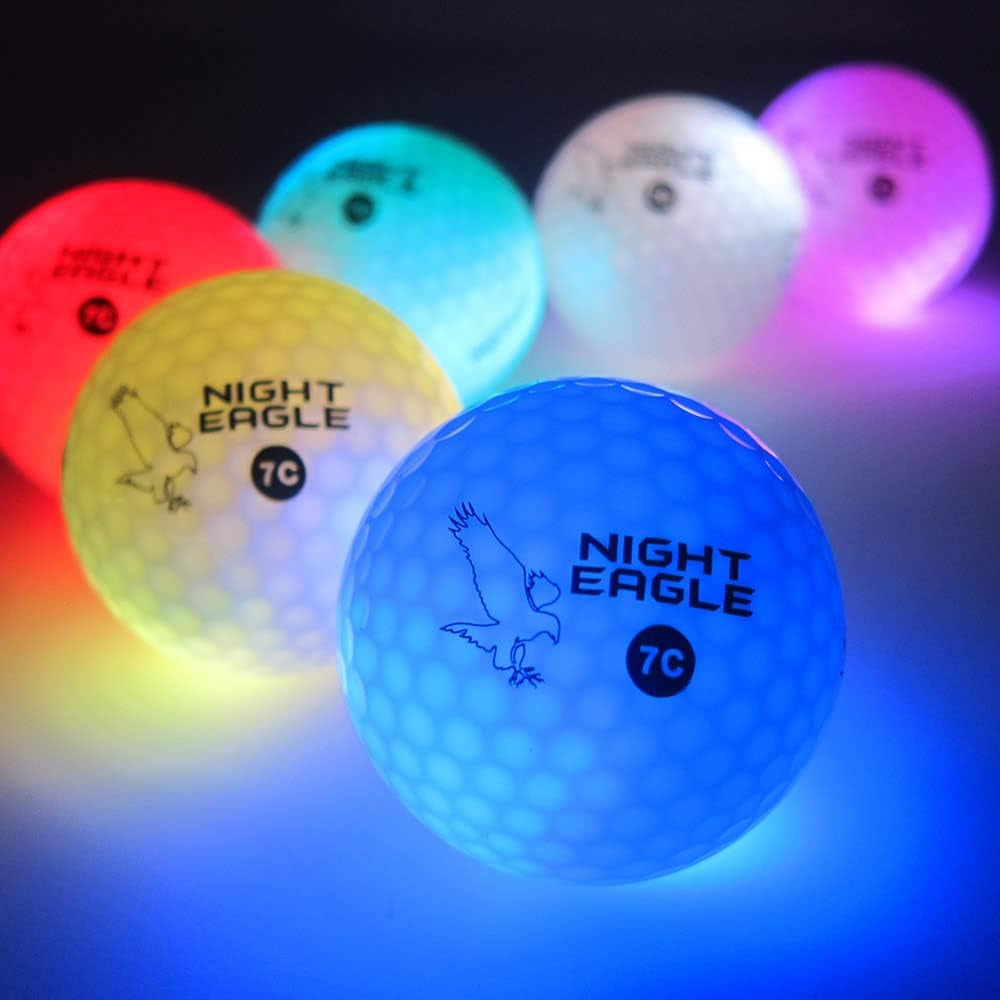 Light up LED Golf Balls (6 Ball Pack) - Professional Glowing Golf Balls with Internal LED Lights