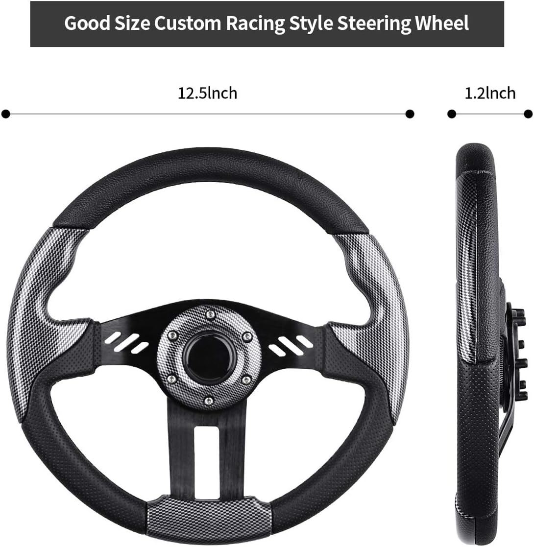 Golf Cart Steering Wheel or Adapter Fit Golf Cart Club Car EZGO Yamaha Universal Steering Wheel or Adapter for Club Car DS and Precedent (Steering Wheel Black)