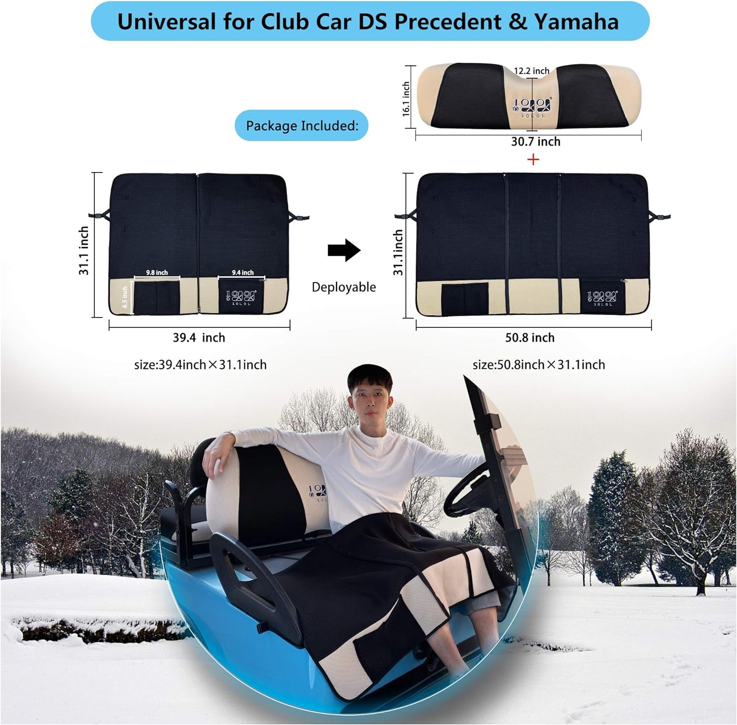 Golf Cart Seat Covers, Comfortable Golf Cart Seat Blanket Warm for Club Car DS Precedent & Yamaha, Seat Cushion Covers Golf Classic Essential Accessories Golf Cart Seat Blanket