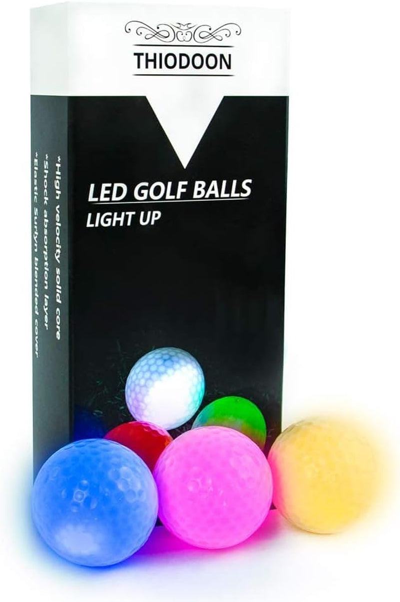 Glow in the Dark Golf Balls Light up Led Golf Balls Night Golf Gift Sets for Men Kids Women 6 Pack (6 Colors in One)