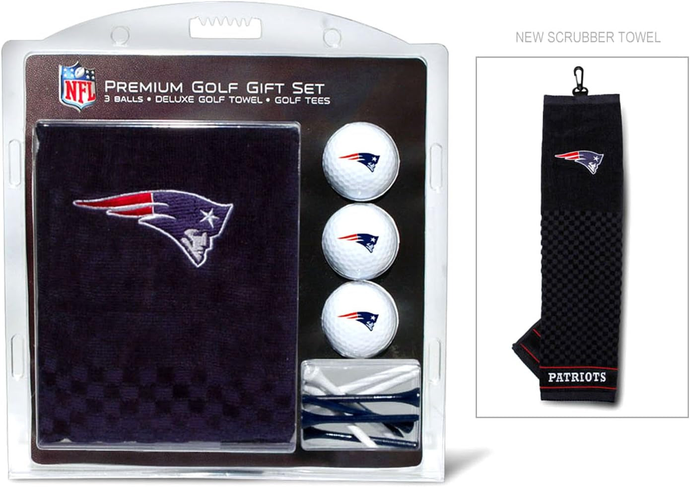 Premium NFL Golf Gift Set: Embroidered Deluxe Golf Towel, 3 Golf Balls, and 14 Golf Tees (2-3/4" Regulation)