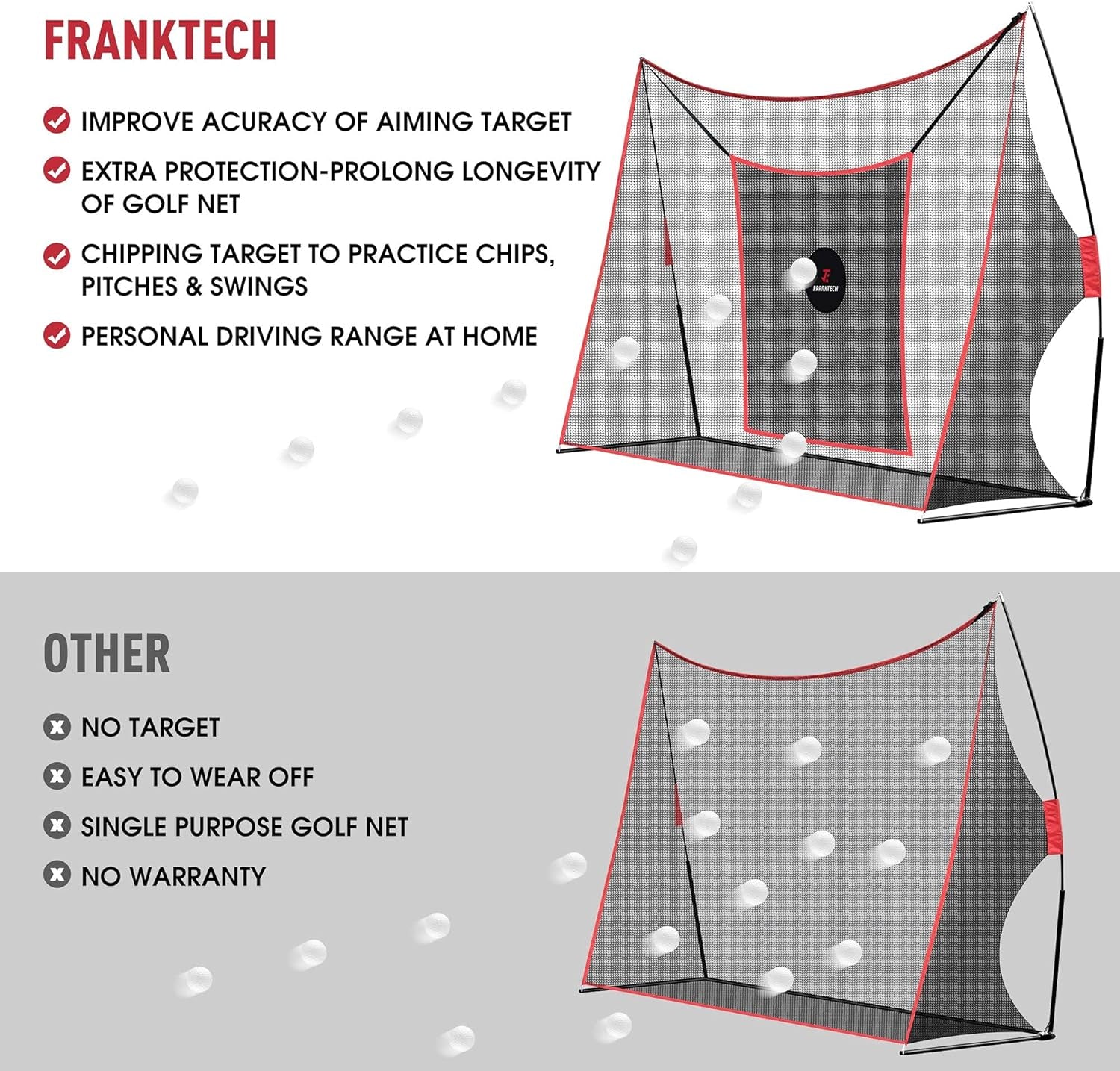 Golf Hitting Net Heavy Duty Golf Practice Net for Backyard Driving Golf Net with High Impact Chipping Hitting Target Golf Driving Practice Net Include Carry Bag Golf Balls for Indoor Outdoor